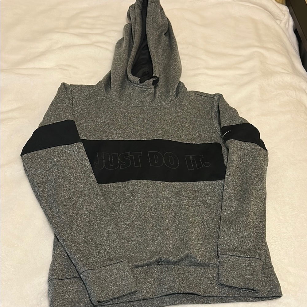 Gray Hoodie with Black Slogan